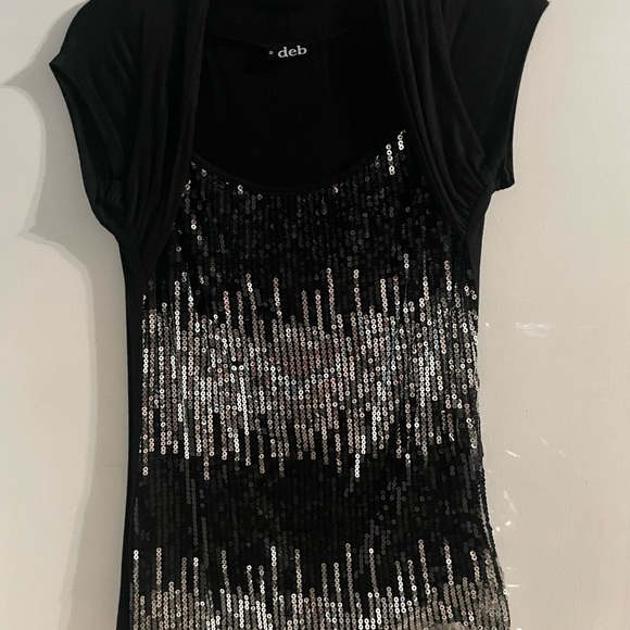 Deb Tops - Deb Black Sequin Women's Top size L
